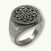 Antiqued sterling silver dart board signet ring