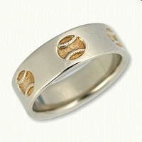 Custom Reverse Etch Baseball Wedding Band 